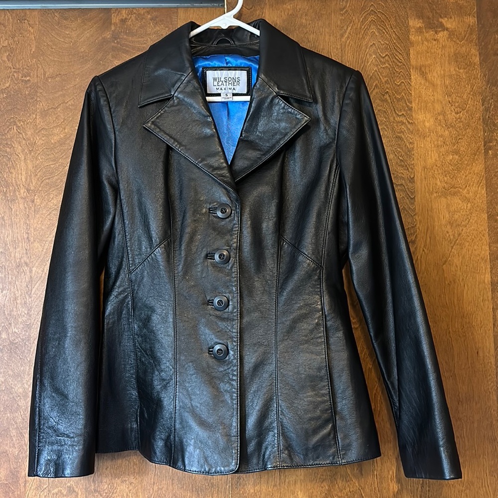 Wilson’s Maxima Black Leather Jacket Blazer Women’s Size Small